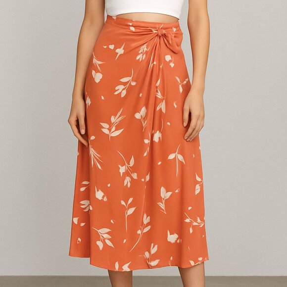LUSH Floral Bow Front Midi Skirt - Picture 1 of 6